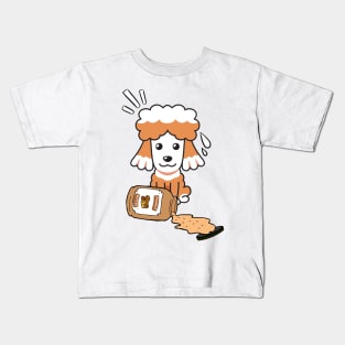 Cute Brown Dog spilled a jar of peanut butter Kids T-Shirt